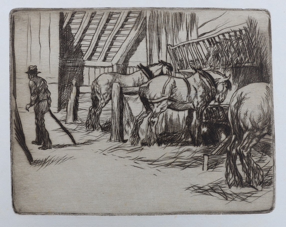 Anton Lock (1893-1979), a group of twenty five etchings, mostly equestrian studies, largest 18 x 26cm, all unframed